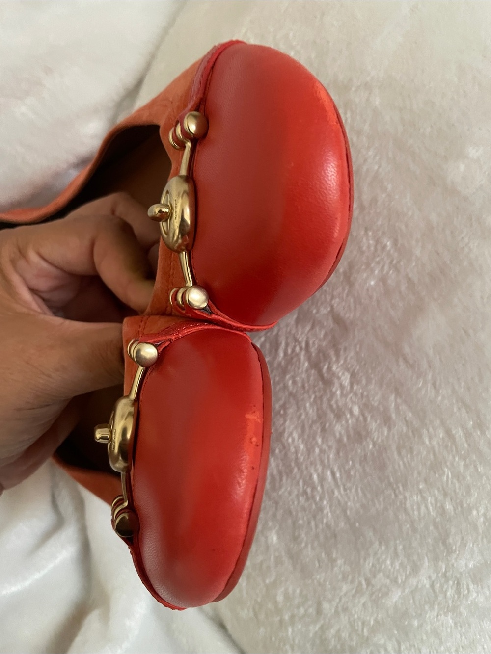 Coach Orange Leather & Suede Ballet Flats - Picture 5 of 5